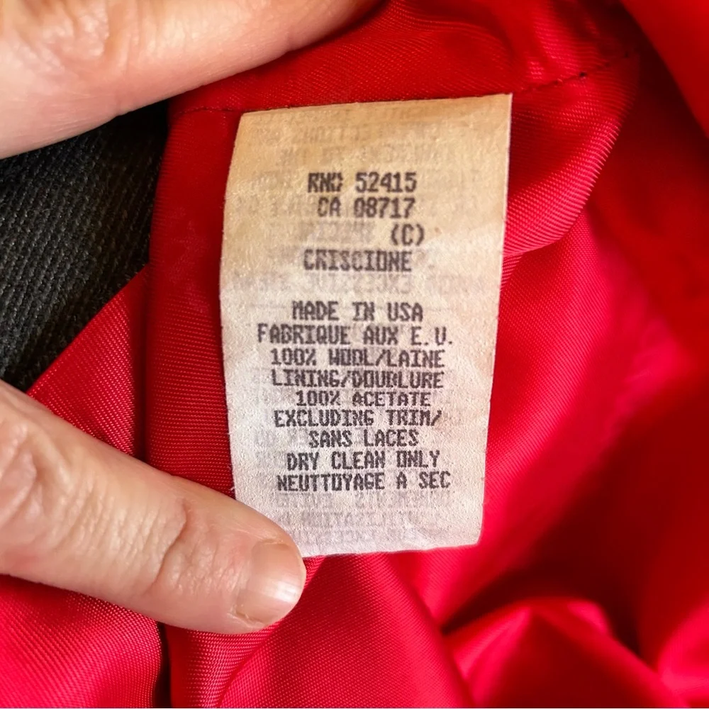 Criscione GrayWool/Velvet Vest Size Small Vintage 1980’s - Picture 4 of 6